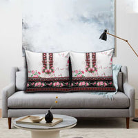 Red Romanian National Costume Pillow Cover Peony Flowers Traditional Folk Pattern - Wonder Print Shop