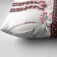 Red Romanian National Costume Pillow Cover Peony Flowers Traditional Folk Pattern - Wonder Print Shop
