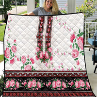 Red Romanian National Costume Quilt Peony Flowers Traditional Folk Pattern - Wonder Print Shop