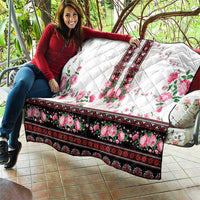 Red Romanian National Costume Quilt Peony Flowers Traditional Folk Pattern - Wonder Print Shop