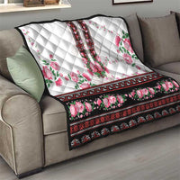 Red Romanian National Costume Quilt Peony Flowers Traditional Folk Pattern - Wonder Print Shop