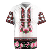 Red Romanian National Costume Rugby Jersey Peony Flowers Traditional Folk Pattern - Wonder Print Shop