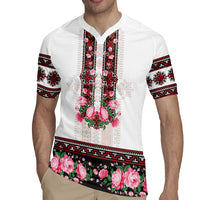 Red Romanian National Costume Rugby Jersey Peony Flowers Traditional Folk Pattern - Wonder Print Shop