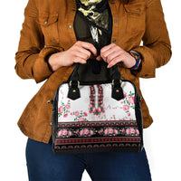 Red Romanian National Costume Shoulder Handbag Peony Flowers Traditional Folk Pattern - Wonder Print Shop