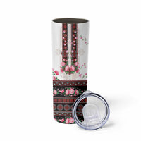 Red Romanian National Costume Skinny Tumbler Peony Flowers Traditional Folk Pattern - Wonder Print Shop