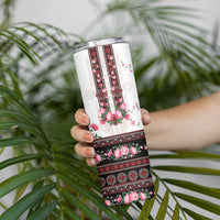 Red Romanian National Costume Skinny Tumbler Peony Flowers Traditional Folk Pattern - Wonder Print Shop