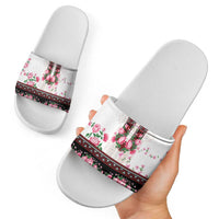 Red Romanian National Costume Slide Sandals Peony Flowers Traditional Folk Pattern - Wonder Print Shop