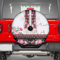 Red Romanian National Costume Spare Tire Cover Peony Flowers Traditional Folk Pattern - Wonder Print Shop