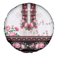 Red Romanian National Costume Spare Tire Cover Peony Flowers Traditional Folk Pattern - Wonder Print Shop