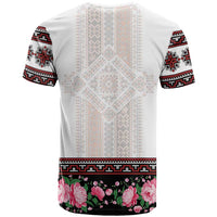 Red Romanian National Costume T Shirt Peony Flowers Traditional Folk Pattern - Wonder Print Shop