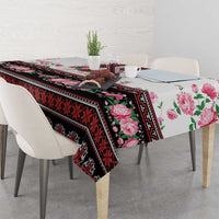 Red Romanian National Costume Tablecloth Peony Flowers Traditional Folk Pattern - Wonder Print Shop