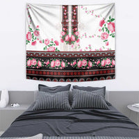 Red Romanian National Costume Tapestry Peony Flowers Traditional Folk Pattern - Wonder Print Shop