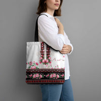 Red Romanian National Costume Tote Bag Peony Flowers Traditional Folk Pattern - Wonder Print Shop