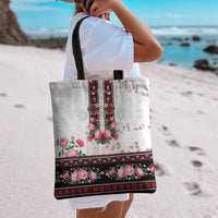 Red Romanian National Costume Tote Bag Peony Flowers Traditional Folk Pattern - Wonder Print Shop