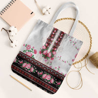 Red Romanian National Costume Tote Bag Peony Flowers Traditional Folk Pattern - Wonder Print Shop