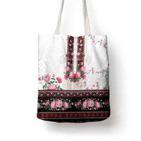 Red Romanian National Costume Tote Bag Peony Flowers Traditional Folk Pattern - Wonder Print Shop