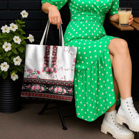 Red Romanian National Costume Tote Bag Peony Flowers Traditional Folk Pattern - Wonder Print Shop