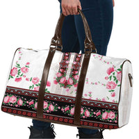 Red Romanian National Costume Travel Bag Peony Flowers Traditional Folk Pattern - Wonder Print Shop