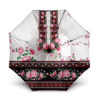 Red Romanian National Costume Umbrella Peony Flowers Traditional Folk Pattern - Wonder Print Shop
