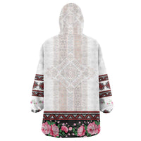 Red Romanian National Costume Wearable Blanket Hoodie Peony Flowers Traditional Folk Pattern - Wonder Print Shop
