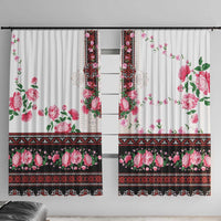 Red Romanian National Costume Window Curtain Peony Flowers Traditional Folk Pattern - Wonder Print Shop