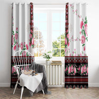 Red Romanian National Costume Window Curtain Peony Flowers Traditional Folk Pattern - Wonder Print Shop