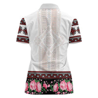 Red Romanian National Costume Women Polo Shirt Peony Flowers Traditional Folk Pattern - Wonder Print Shop