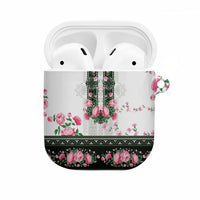 Green Romanian National Costume AirPods Case Peony Flowers Traditional Folk Pattern - Wonder Print Shop