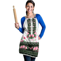 Green Romanian National Costume Apron Peony Flowers Traditional Folk Pattern - Wonder Print Shop