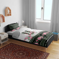 Green Romanian National Costume Bedding Set Peony Flowers Traditional Folk Pattern - Wonder Print Shop