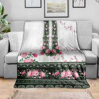 Green Romanian National Costume Blanket Peony Flowers Traditional Folk Pattern - Wonder Print Shop