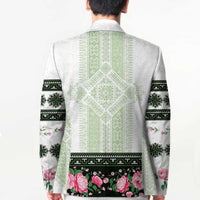 Green Romanian National Costume Blazer Peony Flowers Traditional Folk Pattern - Wonder Print Shop