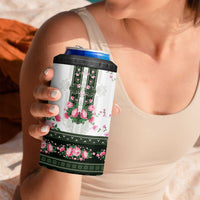 Green Romanian National Costume 4 in 1 Can Cooler Tumbler Peony Flowers Traditional Folk Pattern - Wonder Print Shop