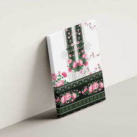Green Romanian National Costume Canvas Wall Art Peony Flowers Traditional Folk Pattern - Wonder Print Shop