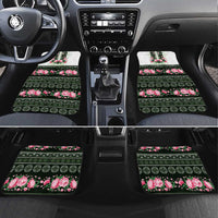 Green Romanian National Costume Car Mats Peony Flowers Traditional Folk Pattern - Wonder Print Shop