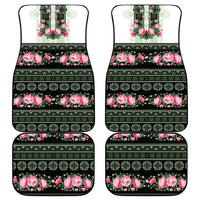 Green Romanian National Costume Car Mats Peony Flowers Traditional Folk Pattern - Wonder Print Shop