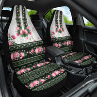 Green Romanian National Costume Car Seat Cover Peony Flowers Traditional Folk Pattern - Wonder Print Shop
