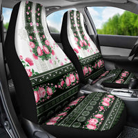 Green Romanian National Costume Car Seat Cover Peony Flowers Traditional Folk Pattern - Wonder Print Shop
