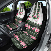 Green Romanian National Costume Car Seat Cover Peony Flowers Traditional Folk Pattern - Wonder Print Shop