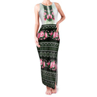 Green Romanian National Costume Family Matching Tank Maxi Dress and Hawaiian Shirt Peony Flowers Traditional Folk Pattern - Wonder Print Shop