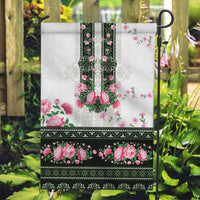 Green Romanian National Costume Garden Flag Peony Flowers Traditional Folk Pattern - Wonder Print Shop