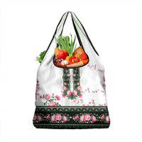 Green Romanian National Costume Grocery Bag Peony Flowers Traditional Folk Pattern - Wonder Print Shop