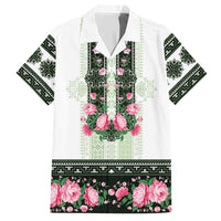 Green Romanian National Costume Hawaiian Shirt Peony Flowers Traditional Folk Pattern - Wonder Print Shop