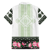 Green Romanian National Costume Hawaiian Shirt Peony Flowers Traditional Folk Pattern - Wonder Print Shop