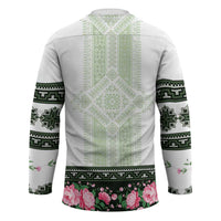 Green Romanian National Costume Hockey Jersey Peony Flowers Traditional Folk Pattern - Wonder Print Shop