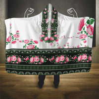 Green Romanian National Costume Hooded Blanket Peony Flowers Traditional Folk Pattern - Wonder Print Shop
