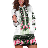 Green Romanian National Costume Hoodie Dress Peony Flowers Traditional Folk Pattern - Wonder Print Shop
