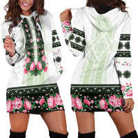 Green Romanian National Costume Hoodie Dress Peony Flowers Traditional Folk Pattern - Wonder Print Shop
