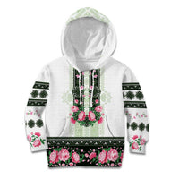 Green Romanian National Costume Kid Hoodie Peony Flowers Traditional Folk Pattern - Wonder Print Shop