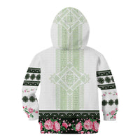 Green Romanian National Costume Kid Hoodie Peony Flowers Traditional Folk Pattern - Wonder Print Shop